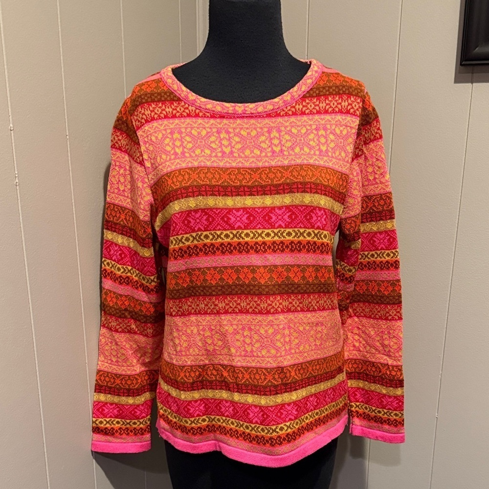 Skovhuus Medium Nordic Winter Cottagecore Cozy Vibrant Striped Women's Sweater